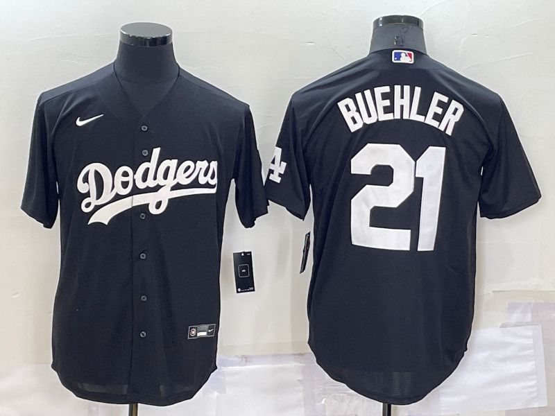 Men Los Angeles Dodgers #21 Buehler Black Inversion Nike 2022 MLB Jersey